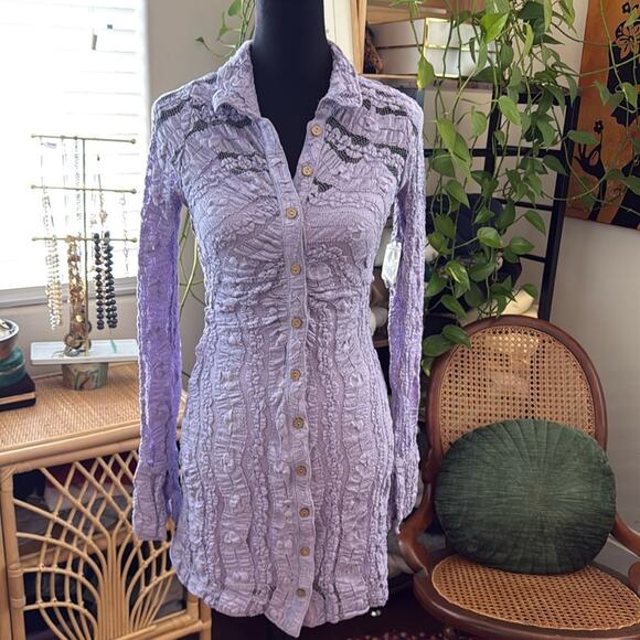 Free People | Dresses | Nwt Free People Lavender Shayla Crochet Lace ...